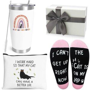 Cat Mom Gifts for Women,20 OZ Wine Tumbler Gifts for Cat Lovers,Crazy Cat